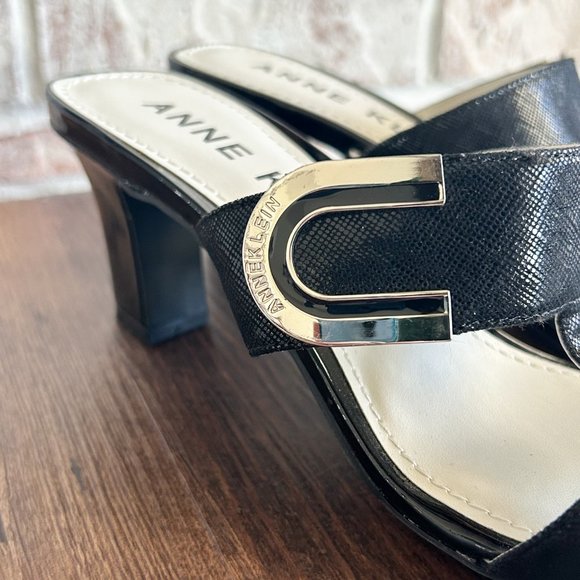 Black Womens Sandals, Strappy Heels 9M Summer Sandals, Black Sandals Anne Klein - Picture 4 of 10